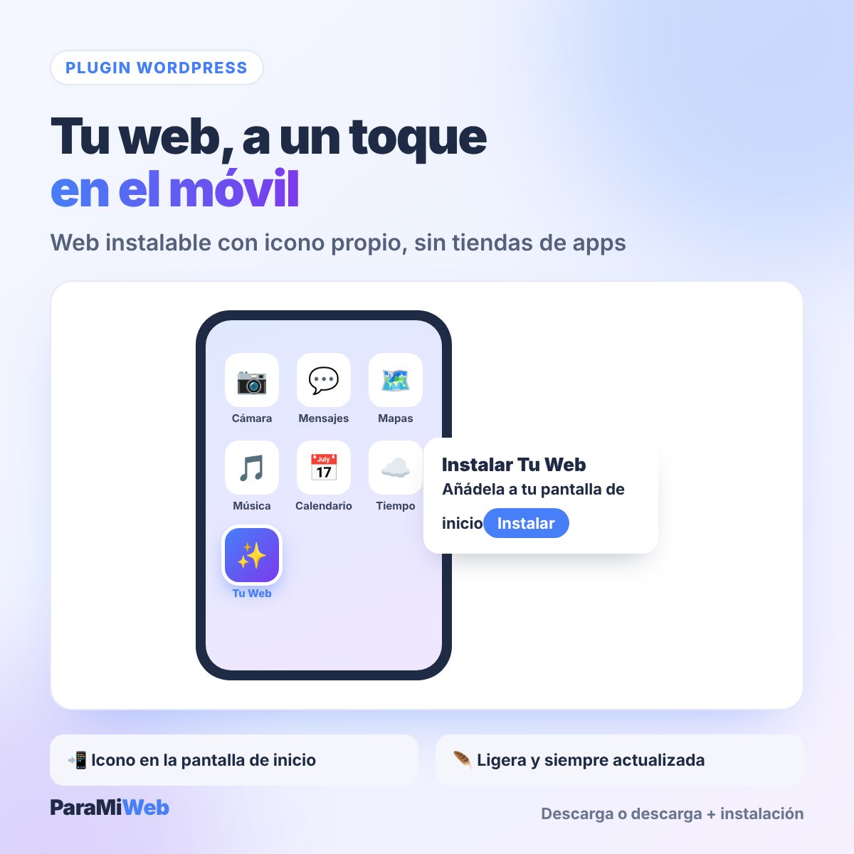 Plugin PWA: tu web instalada en el móvil con su propio icono