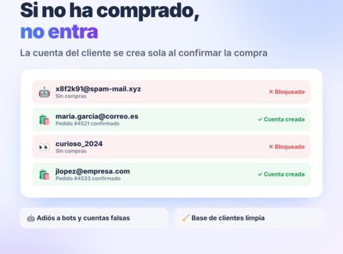 Plugin Registro Solo para Compradores: bots bloqueados y cuentas creadas solo con compra confirmada
