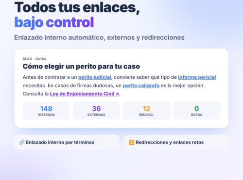 Plugin SEO Links Manager: enlazado interno automático, externos, redirecciones y enlaces rotos